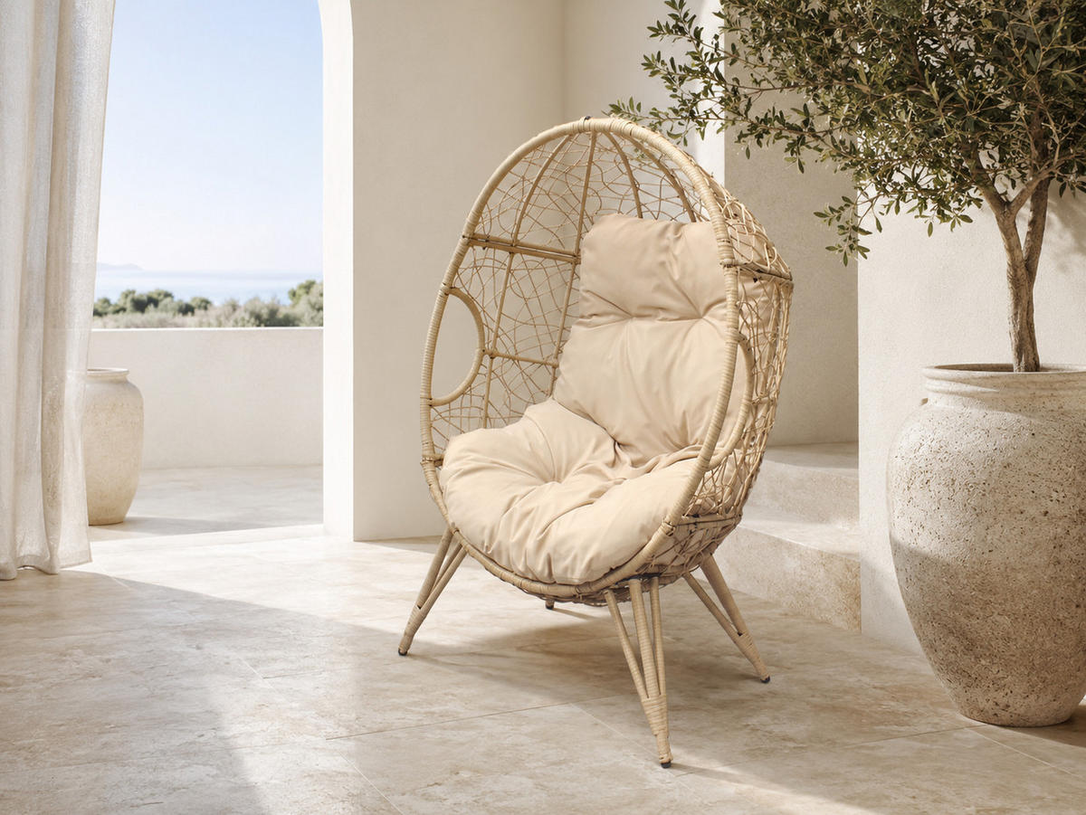 GARTENMUSCHEL gestell jane aus kunstharz beige rattanoptik - Beige, Kunststoff (82/155/95cm) - Concept Usine