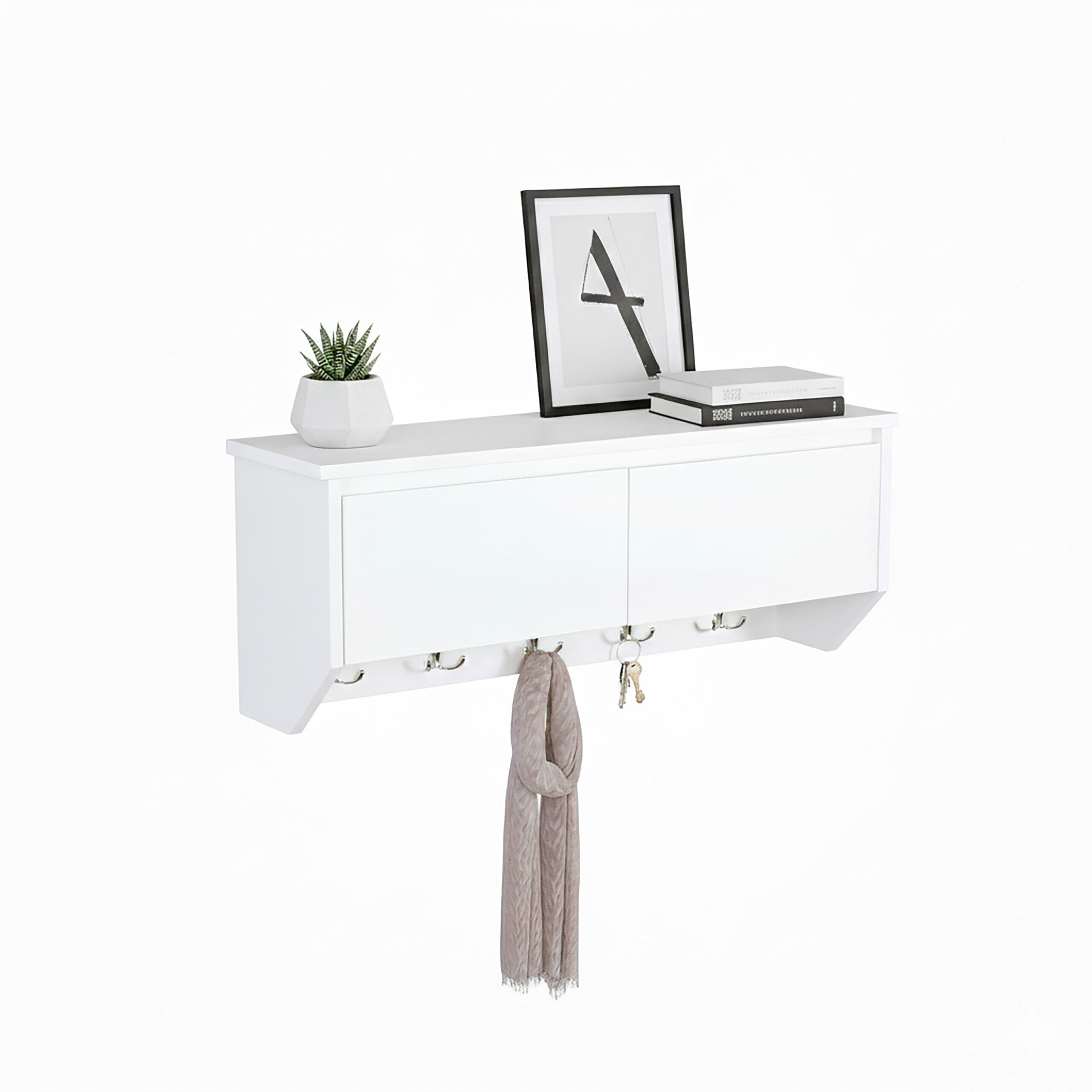 WANDGARDEROBE Weiß 5 Haken MDF - Weiß, Holzwerkstoff/Metall (78/30/20cm) - Relaxdays