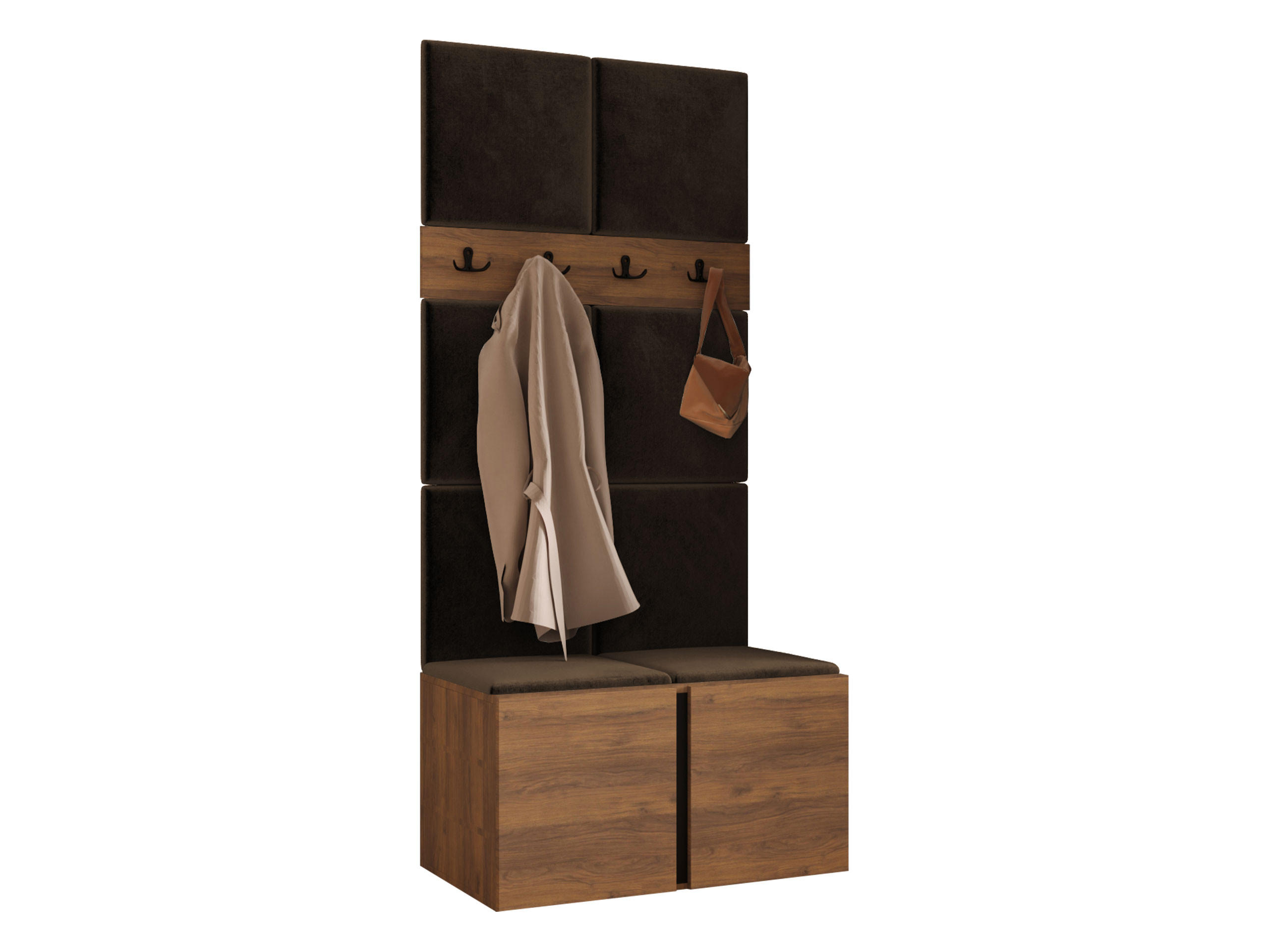 MOBILIER PENTRU HOL Orion IV - maro/culoare lemn de nuc, material plastic/compozit lemnos (84/186/46cm) - MIRJAN24