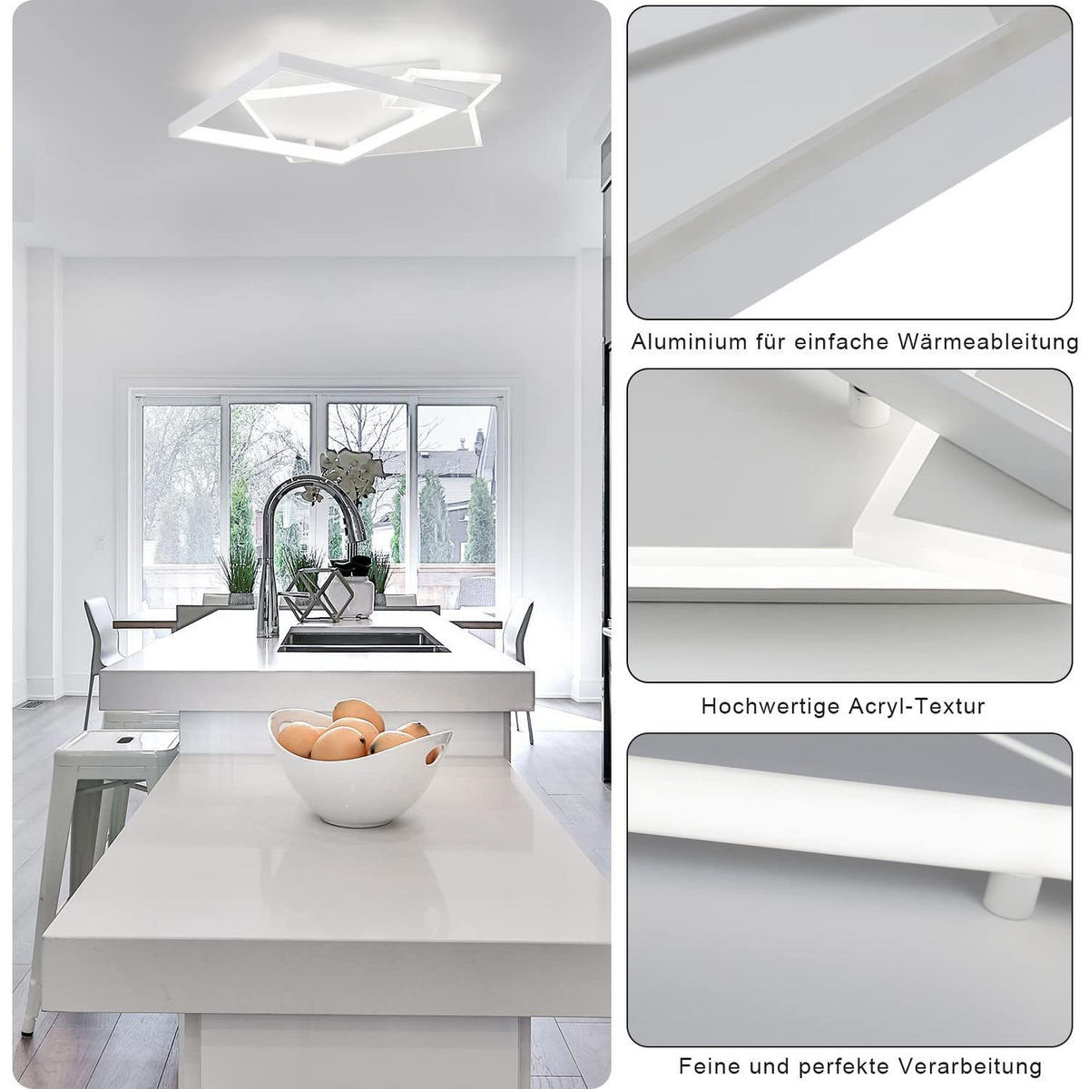 LED-DECKENLEUCHTE Maximi 46/46/8 cm - Weiß, Metall (46/46/8cm) - Nettlife