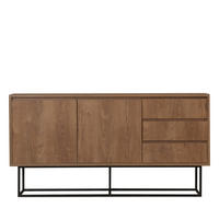 SIDEBOARD mit 2 Türen aus Holz und Metall, L140cm - Roa - Dunkles Holz - Nussbaumfarben, Holz (140/72/36cm) - Drawer