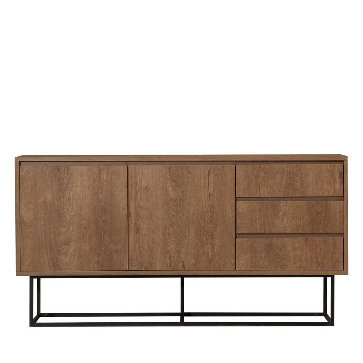 SIDEBOARD mit 2 Türen aus Holz und Metall, L140cm - Roa - Dunkles Holz - Nussbaumfarben, Holz (140/72/36cm) - Drawer