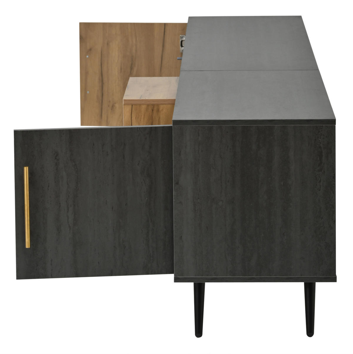 TV-SCHRANK in Grau/Braun mit 3 Türen und Kabeldurchführungen 200/40/55.5 cm - Grau, Holzwerkstoff (200/55.5/40cm) - Redom