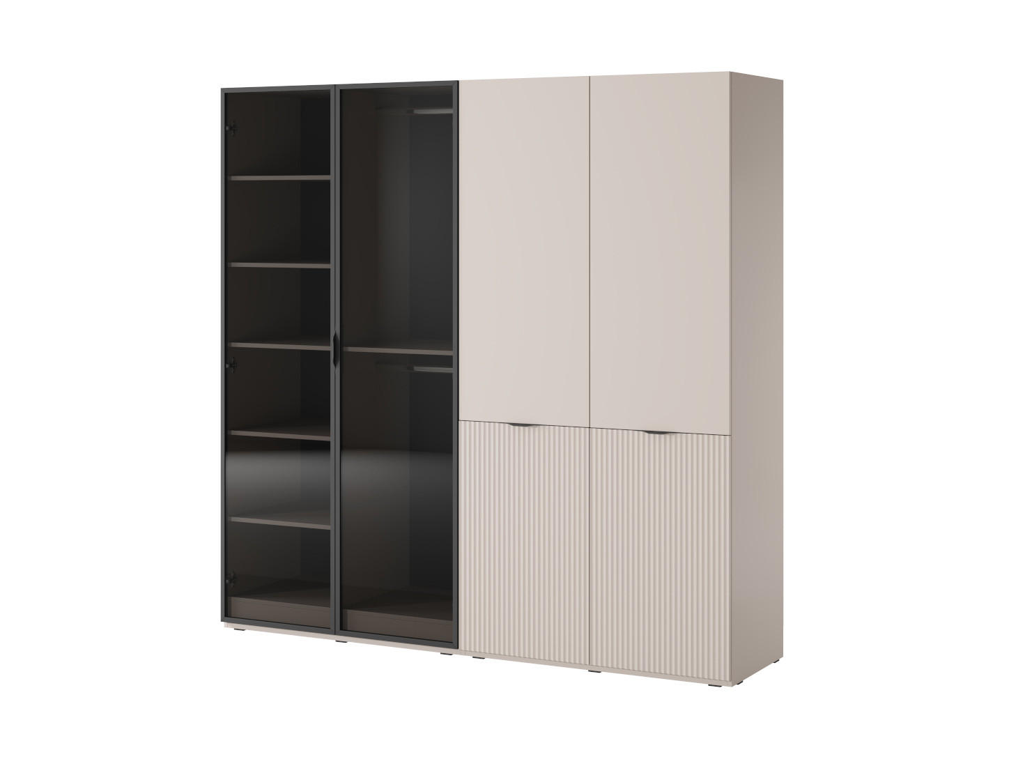 DREHTÜRENSCHRANK ATELIO 202/200/51 cm Modern Kleiderschrank 4-türig Kaschmir - Kaschmir, Holzwerkstoff (202/200/51cm) - MASSENO