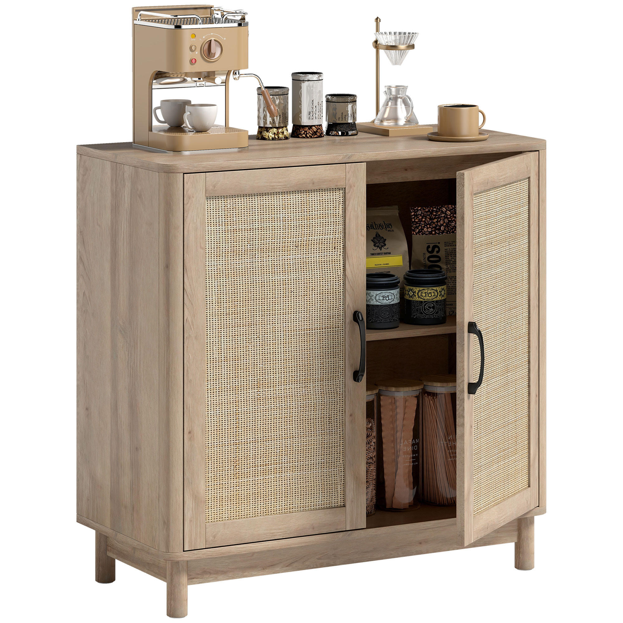 SIDEBOARD Eiche-Nachbildung, 2 Türen, 76/35/75,5 cm - Eichefarben, Holz (76/75.5/35cm) - PANGIVO