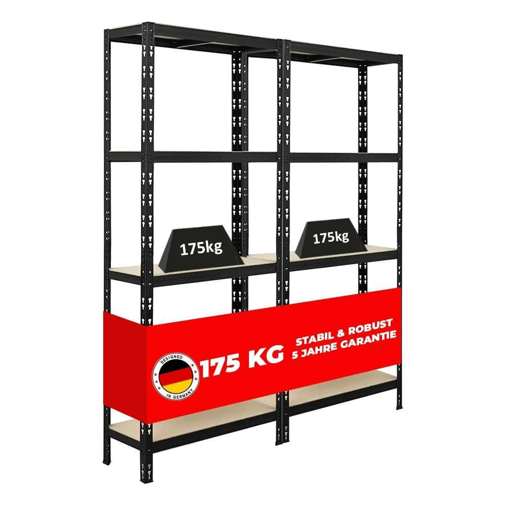 Proregal Schwerlastregal Schwarz 150x180x30 cm