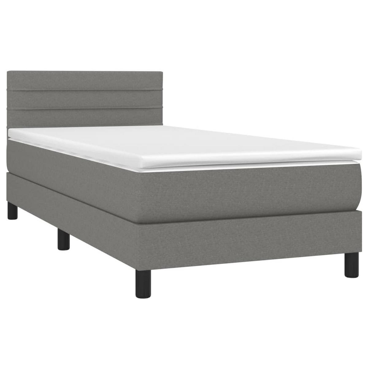 BOXSPRINGBETT 90/200 Cm Grau Gewebe - Dunkelgrau, Textil (90/203cm) - vidaXL