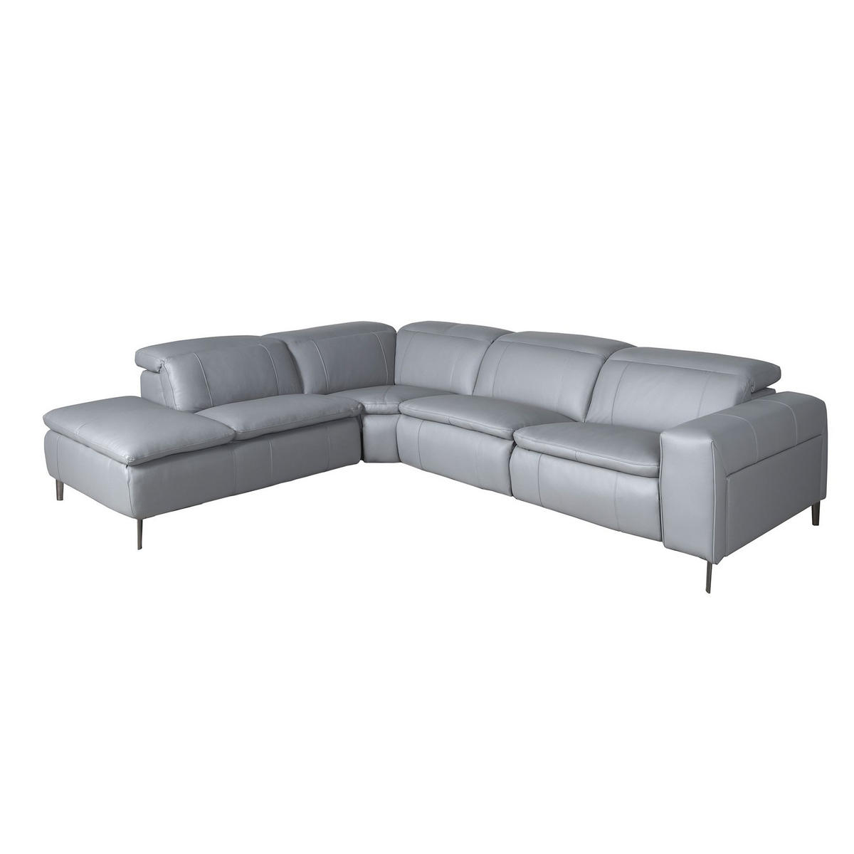 ECKSOFA Ecke Grau Geschwärzter Stahl 330/224/100 cm - Grau, Leder (330/224cm) - ANGEL CERDA
