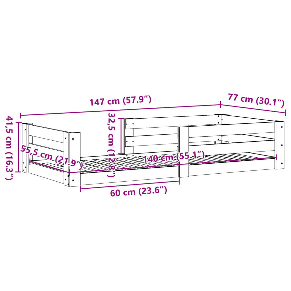 MASSIVHOLZBETT Ohne Matratze 70/140 Cm Kiefernholz - Braun, Holz (70/140cm) - vidaXL