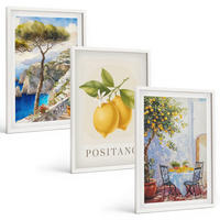 BILDER SET 3er Set - 40x60 cm Weißer Rahmen - Ansichten von Positano mit Zitronen - Weiß, Kunststoff (40/60cm) - TULUP