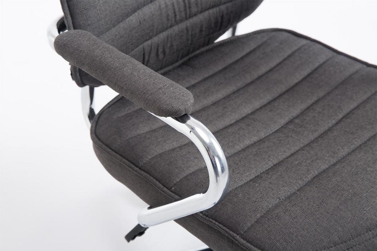 CHEFSESSEL Stoff dunkelgrau - Chromfarben/Dunkelgrau, Textil/Metall (60/117/67cm) - CLP