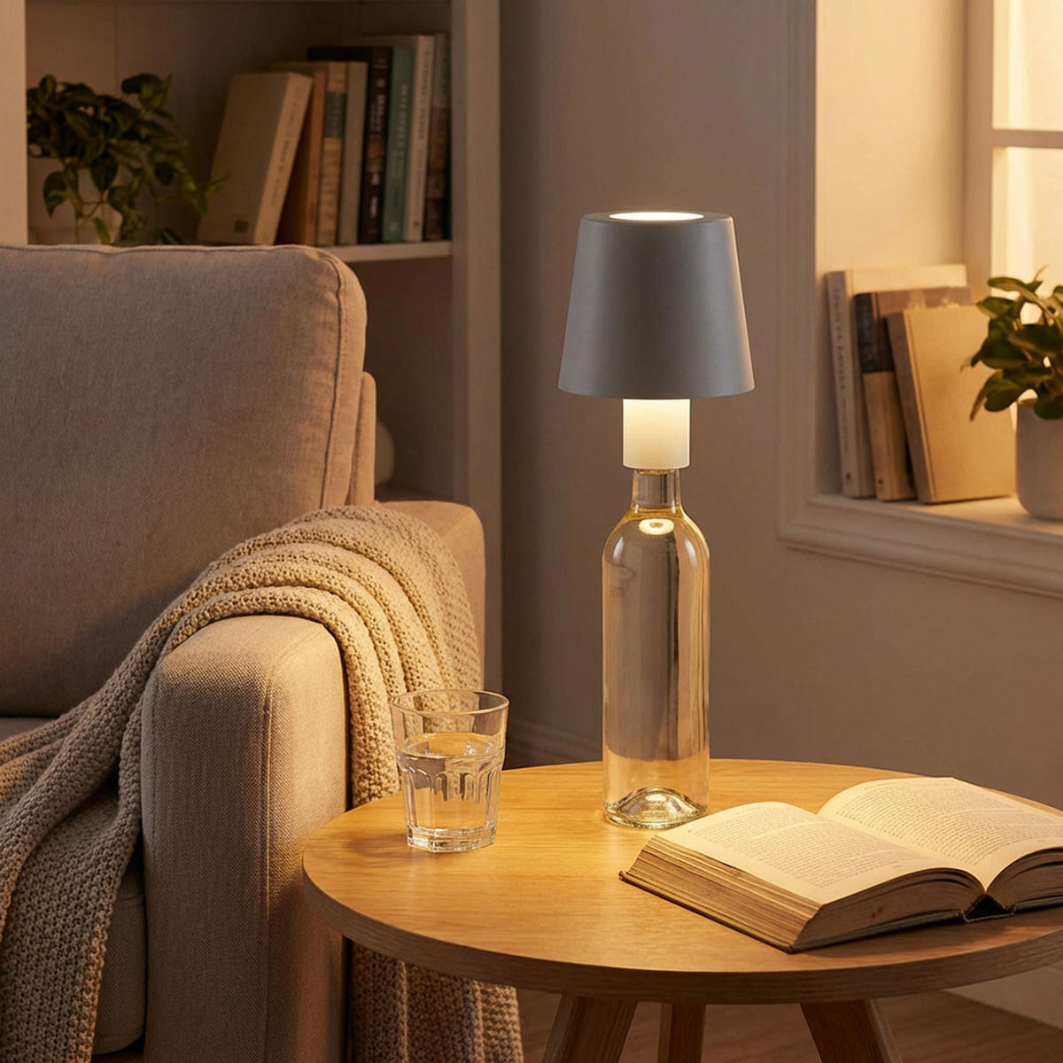 LED TISCHLEUCHTE YARA Grau - Grau, Kunststoff (10.5/10.5/14cm) - Globo Lighting