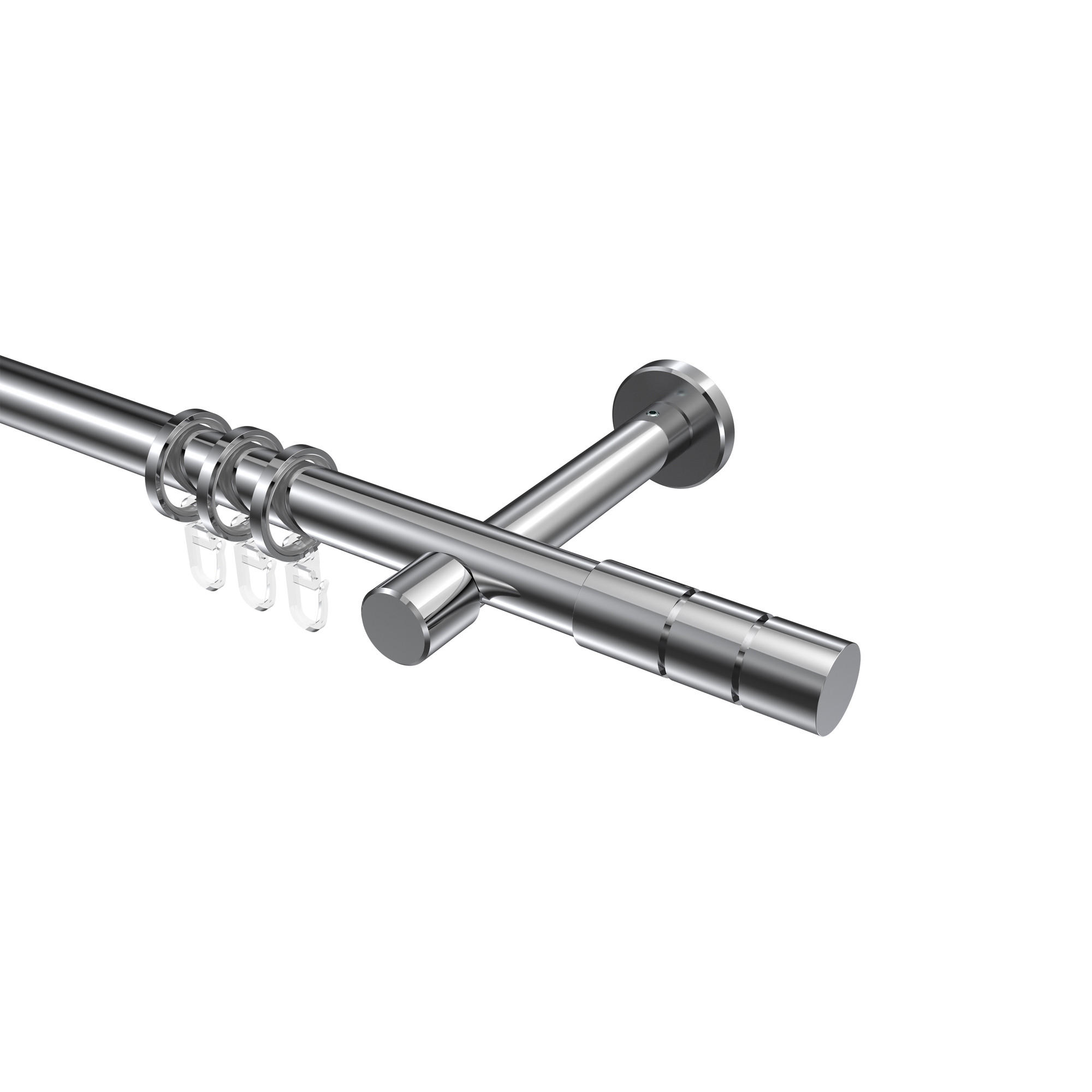 GARDINENSTANGEN-SET Prestige Elanto 480 cm (geteilt in 3 x 160 cm), 1-läufig, 20 mm Ø Chrom - Chromfarben, Metall (480cm) - INTERDECO