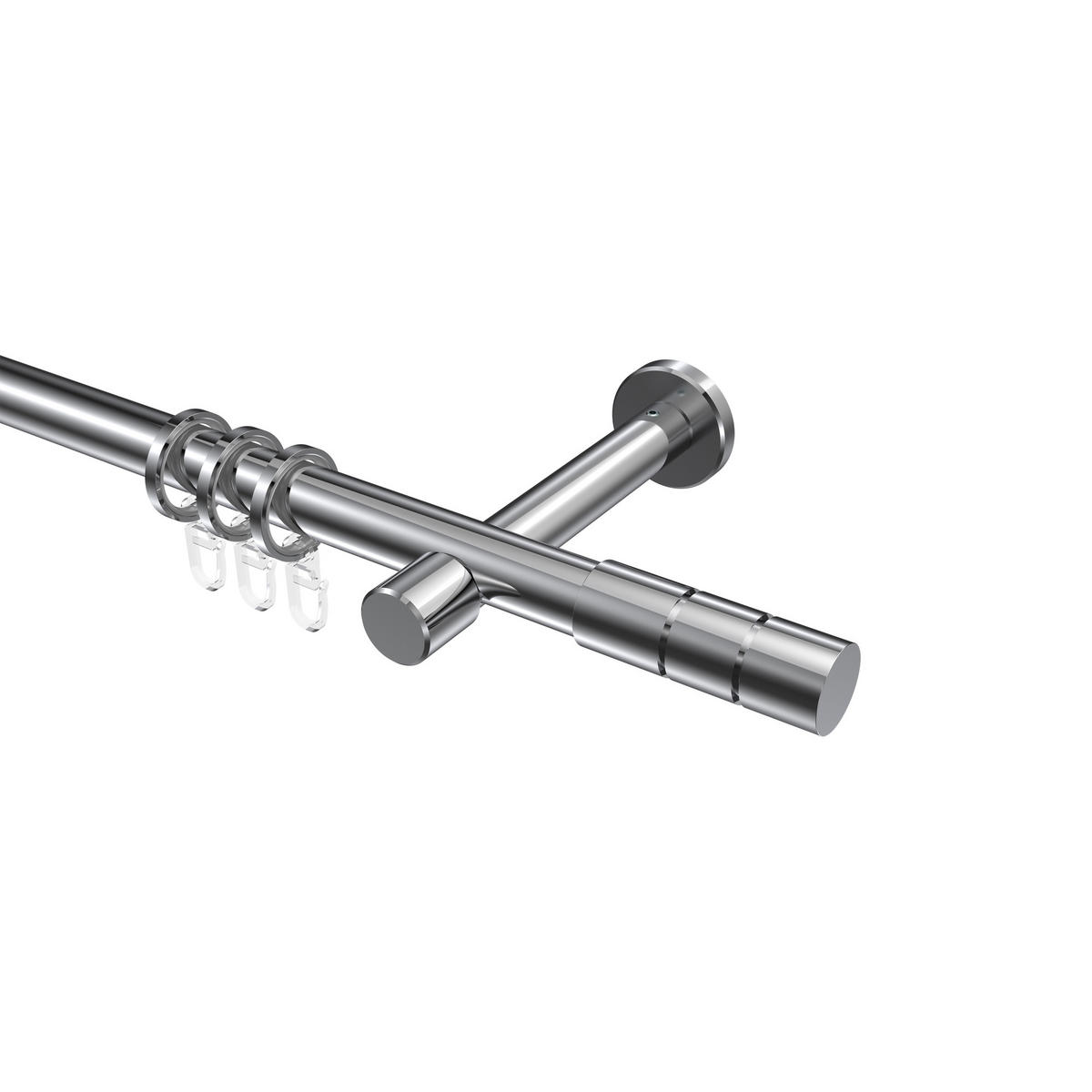 GARDINENSTANGEN-SET Prestige Elanto 320 cm (geteilt in 2 x 160 cm), 1-läufig, 20 mm Ø Chrom - Chromfarben, Metall (320cm) - INTERDECO