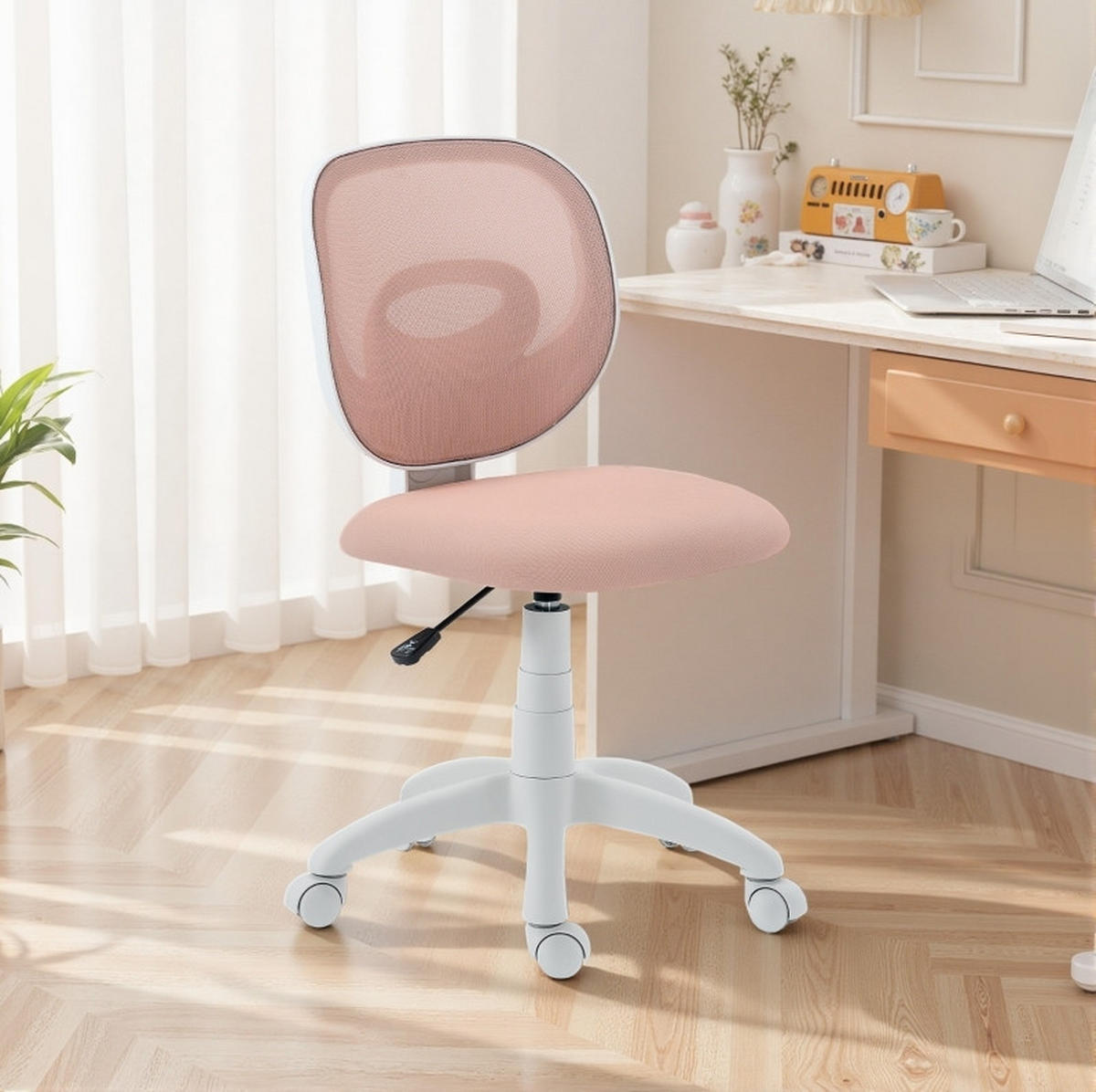 BÜROSTUHL ergonomisch höhenverstellbar Netzrücken Pink - Pink, Kunststoff (53/89/59.5cm) - Meubliv