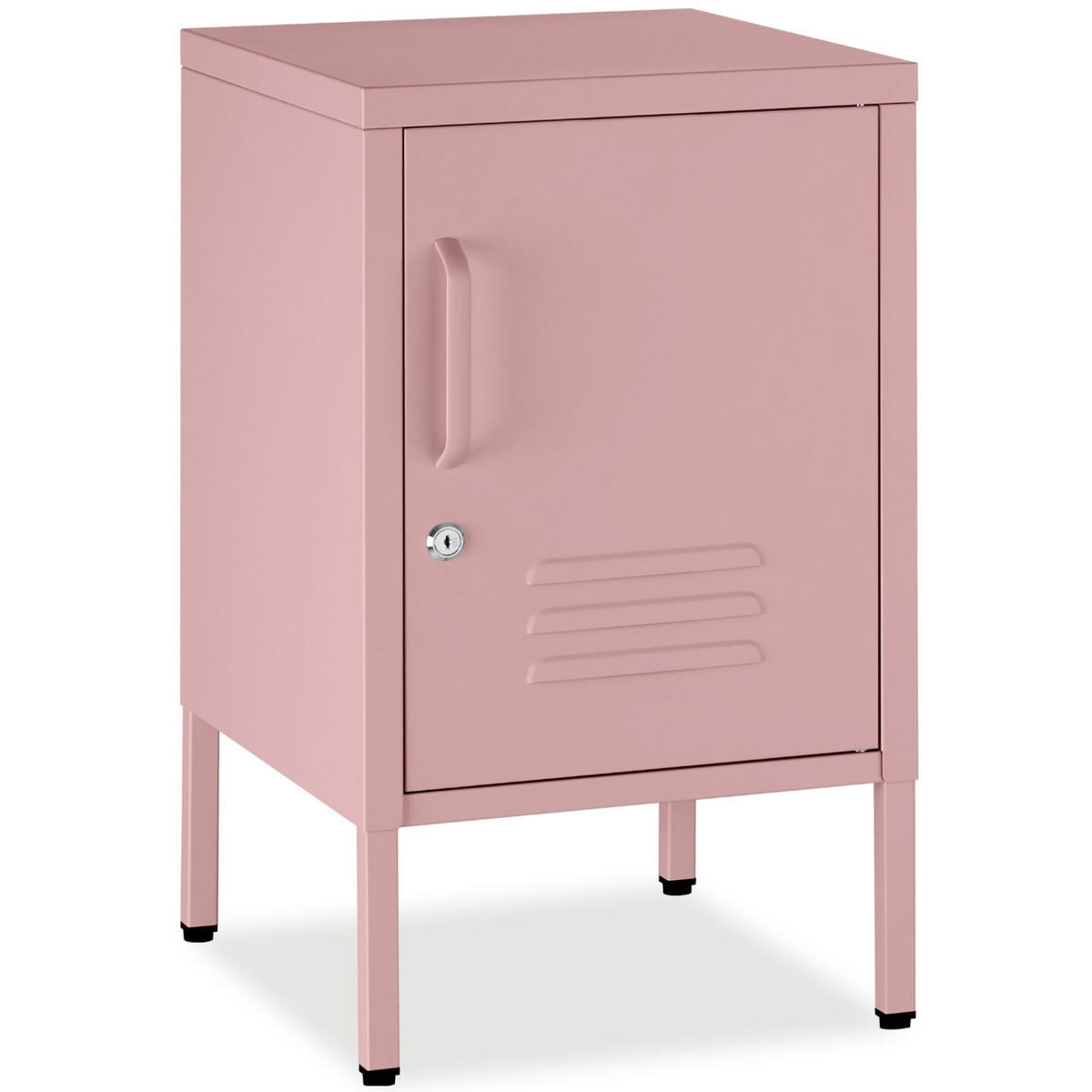 NACHTSCHRANK Baker, Kippschutz, höhenverstellbare Füße, rosa - Rosa, Metall (35/60.5/42.5cm) - tectake