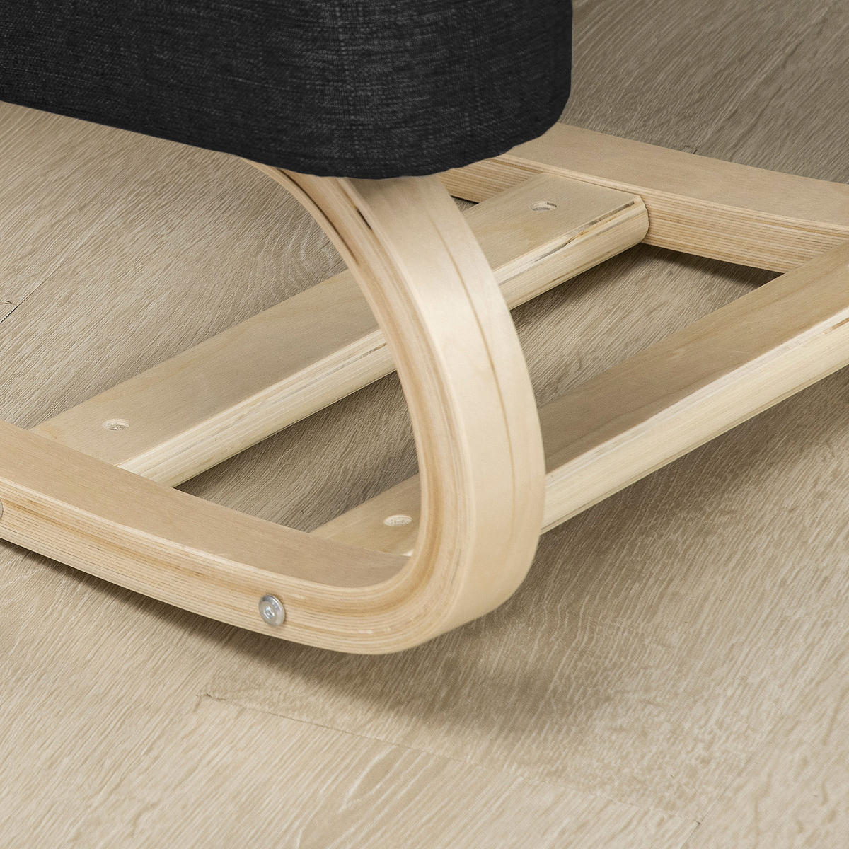 KNIESTUHL, ergonomischer Sitzhocker, Polsterhocker, 120 kg belastbar, Schwarz - Schwarz, Holz/Textil (51/58/69cm) - Vinsetto