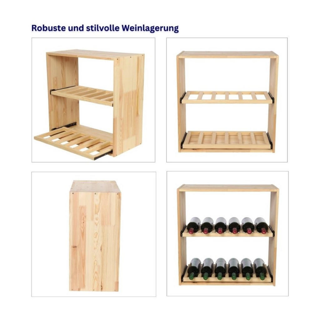 Thumbnail - Proregal Weinregal, Natur, Holz, Kiefer, Rechteckig, 60x60x30 cm, Wohnzimmer, Regale, Weinregale