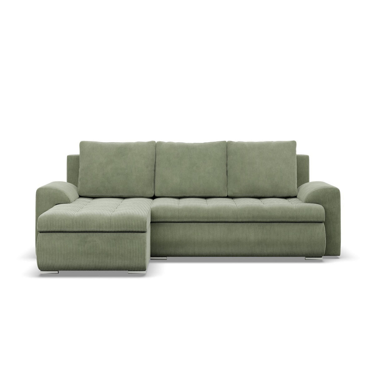 ECKSOFA LINKS MIT SCHLAFFUNKTION FORESTA, Cord - Grün - Grün, Textil (230/159cm) - Mebligo