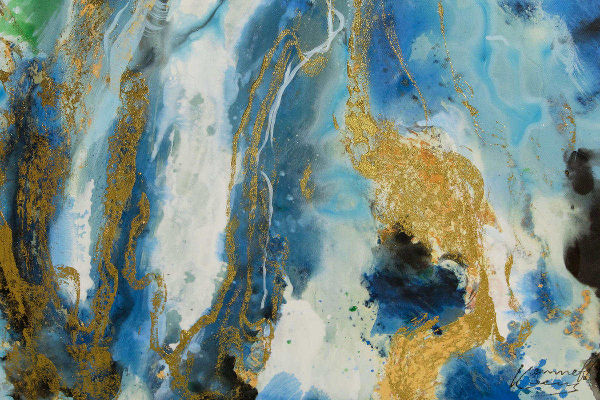 ACRYLBILD HANDGEMALT 60/120 cm - Blau/Weiß, Holz/Textil (1.7/120cm) - KUNSTLOFT