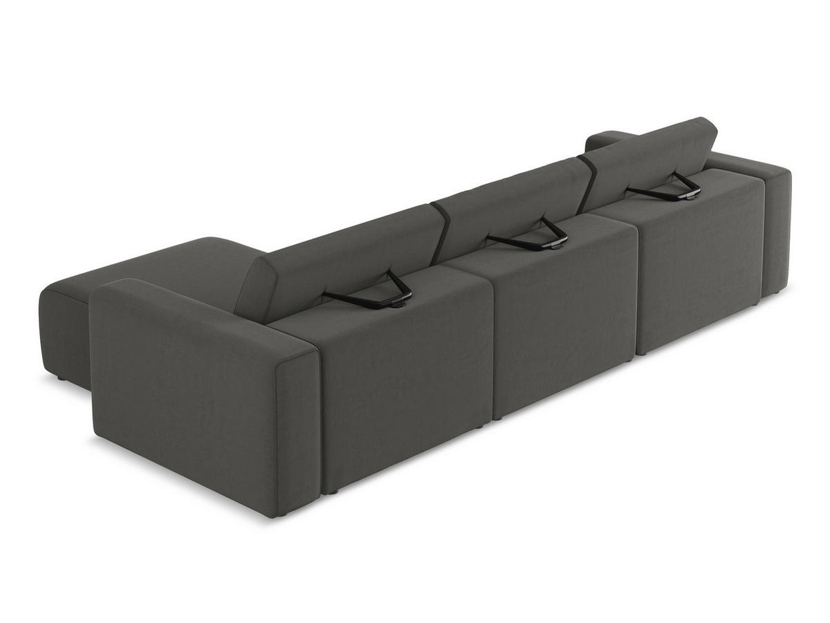 ECKSOFA Rechts Samt Stoff Grau - Dunkelgrau/Schwarz, Kunststoff/Textil (314/167cm) - Makamii