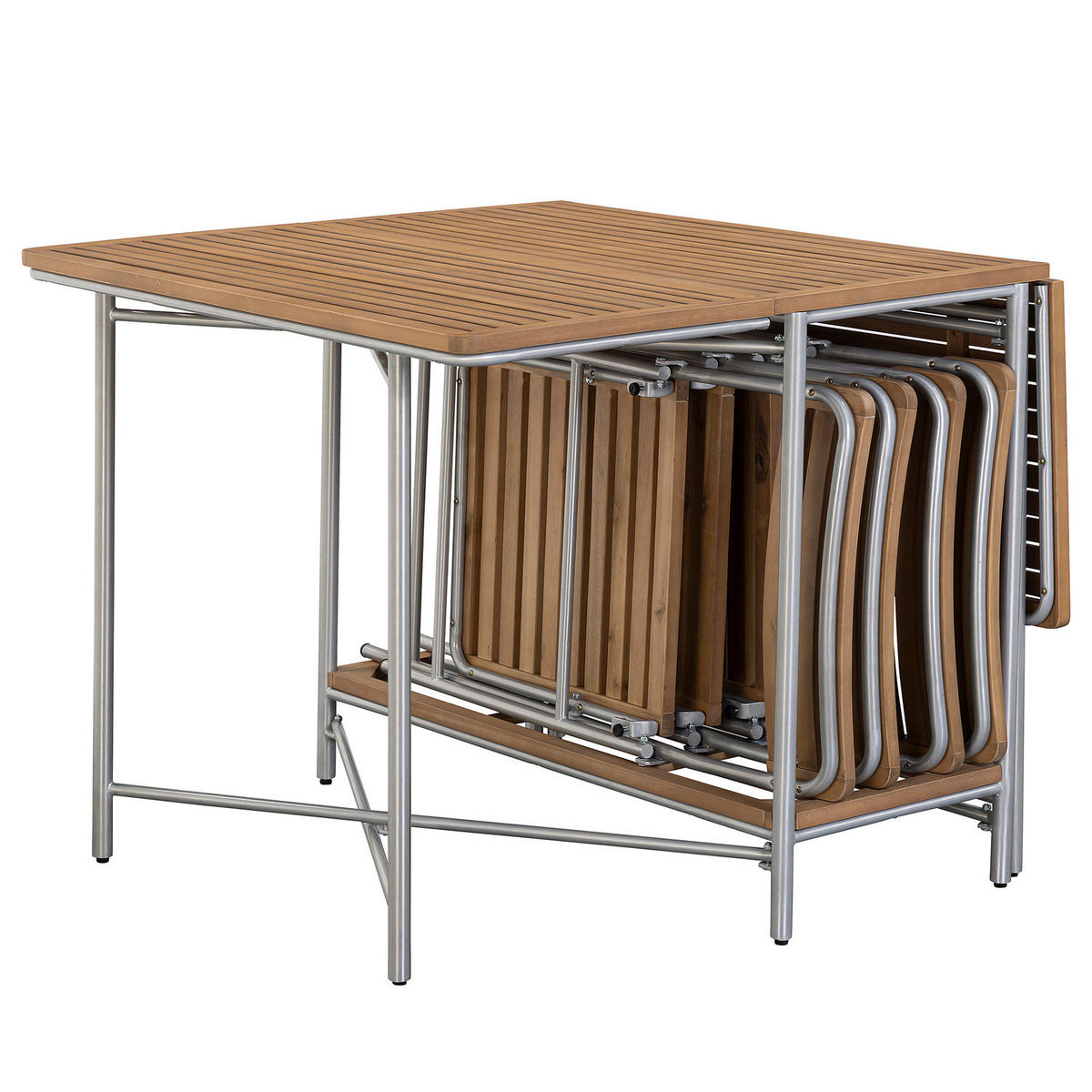 GARTENESSGRUPPE - 5-teilig - Akazie massiv / Aluminium - Braun - Akaziefarben, Holz/Metall - home24