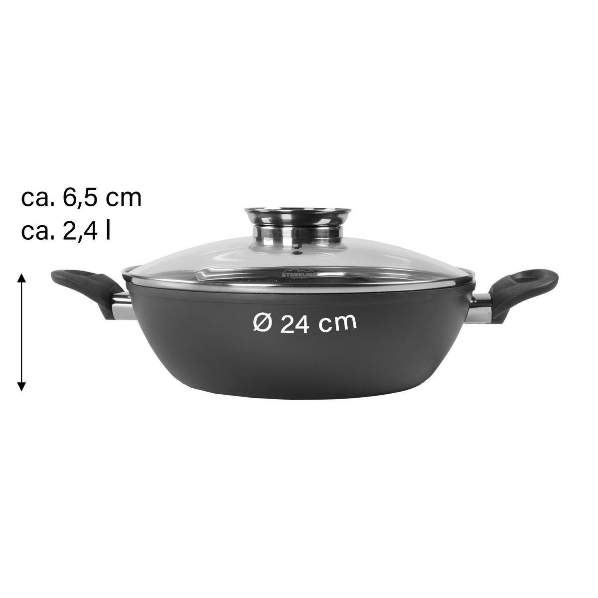 SERVIERPFANNE - Grau, Metall (24cm) - Stoneline