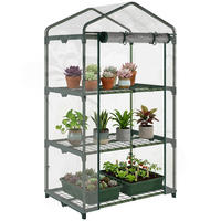 GEWÄCHSHAUS DE-05809 mit 3 Regalen, winterfest 69/49/125 cm Transparent - Transparent, Kunststoff/Metall (49/125/69cm) - ComfortXL