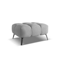 POUF Chenille Stoff Grau - Hellgrau/Schwarz, Textil/Metall (78/41/60cm) - Makamii