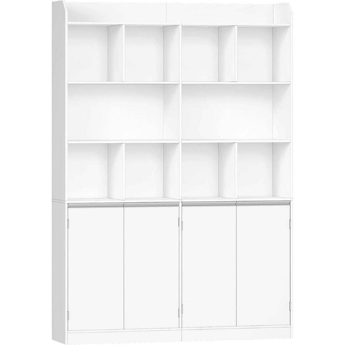 BÜCHERREGAL mit 4 Türen Weiß 30 x 120 x 180 cm - Weiß, Holzwerkstoff (120/180/30cm)