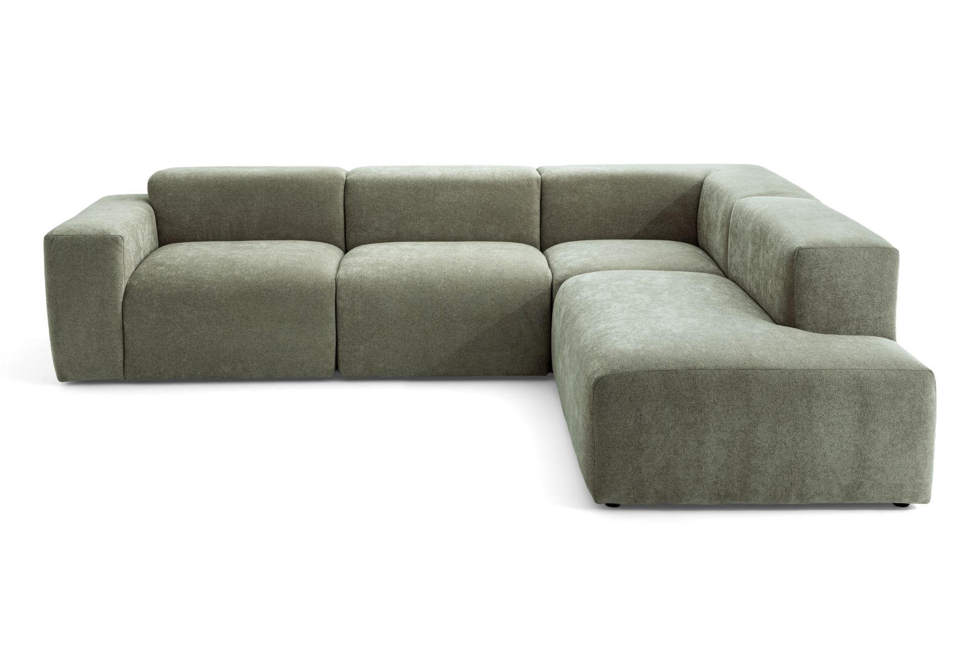 4-SITZER modulares Ecksofa HEAVEN SET 2 Rechts, Breite 300 cm Webstoff Grün - Schwarz/Grün, Holz/Kunststoff (245/300cm) - Muffo