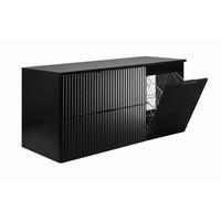 BADMÖBEL-SET MIT WÄSCHEKORB: schwarze Griffe, Schwarz, 120 x 46 x 58,6 cm - Schwarz, Holzwerkstoff (120/58.6/46cm) - 3XE LIVING
