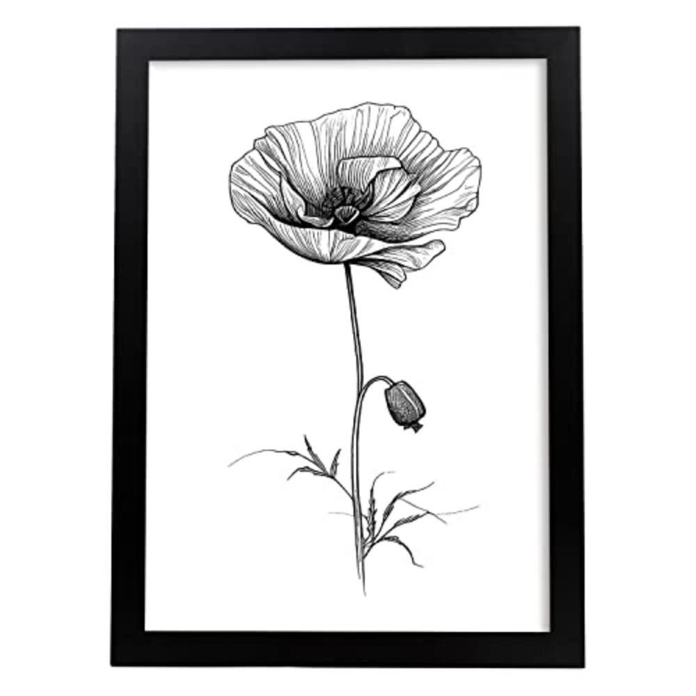 POSTER Mohn 3 Im Nordischen Stil. A4 Rahmenlos - Klar, Papier (29.7/5/21cm) - Nacnic