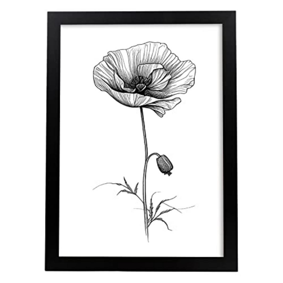POSTER Mohn 3 Im Nordischen Stil. A4 Rahmenlos - Klar, Papier (29.7/5/21cm) - Nacnic