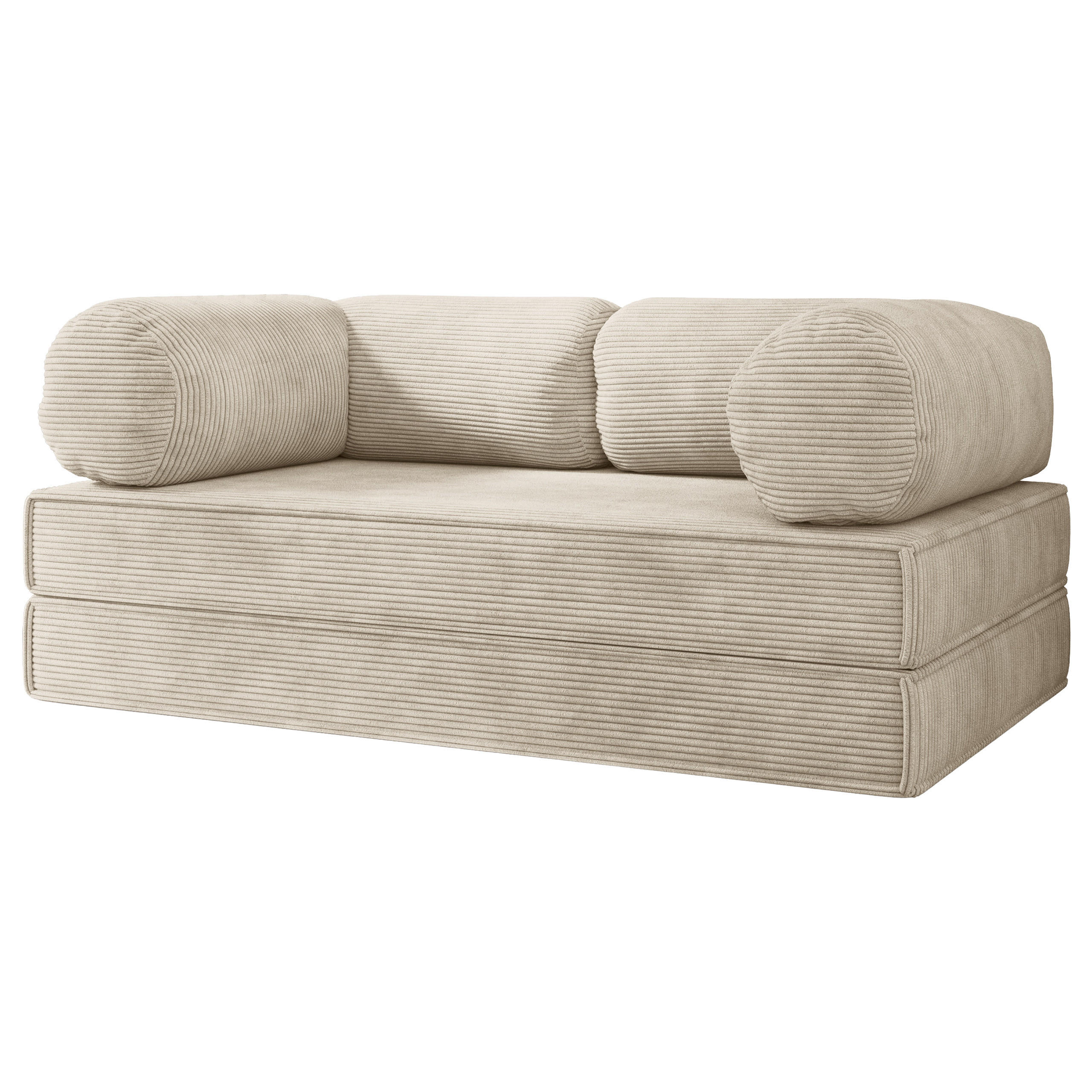 BETTSOFA ALVIO aus Schaumstoff Cordstoff Creme Schlaffunktion - Creme, Textil (170/68/80cm) - MASSENO
