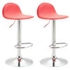 BARHOCKER 2er Set Lederlook rot - Chromfarben/Rot, Textil/Metall (39/94/41cm) - CLP