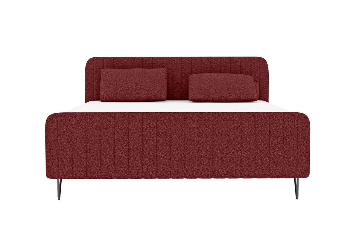 BOXSPRINGBETT LUCIO Bouclé-Stoff Rot 160/200 cm - Rot/Schwarz, Textil/Metall (160/200cm) - 99rooms