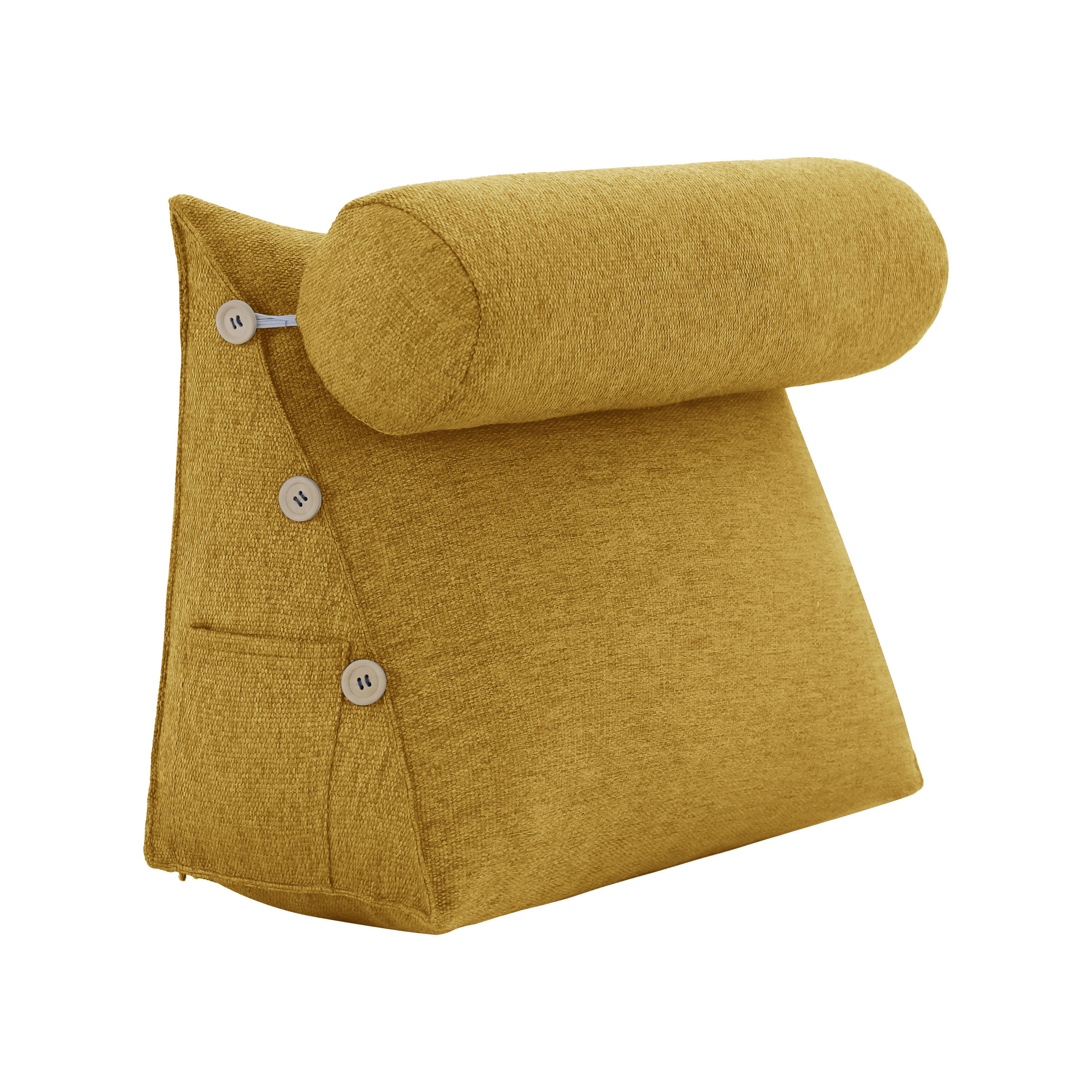 KEILKISSEN mit Nackenrolle Leinenlook Gelb 60 cm - Gelb, Textil (50/60cm) - Vercart