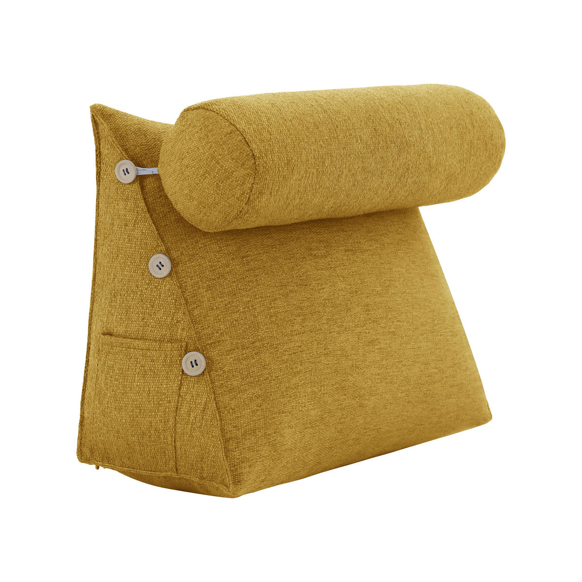 KEILKISSEN mit Nackenrolle Leinenlook Gelb 60 cm - Gelb, Textil (50/60cm) - Vercart