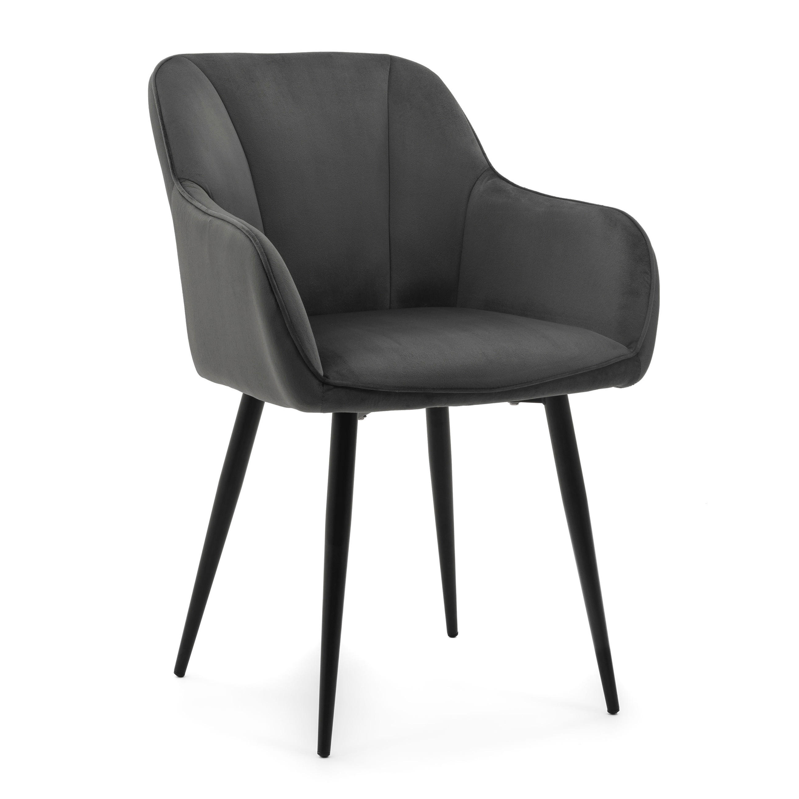 STUHL LAGO gespolsterter mit Steppung - grau - Samt Velours - Schwarz/Grau, Textil/Metall (58/85/60cm) - NEW HOME