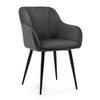 STUHL LAGO gespolsterter mit Steppung - grau - Samt Velours - Schwarz/Grau, Textil/Metall (58/85/60cm) - NEW HOME