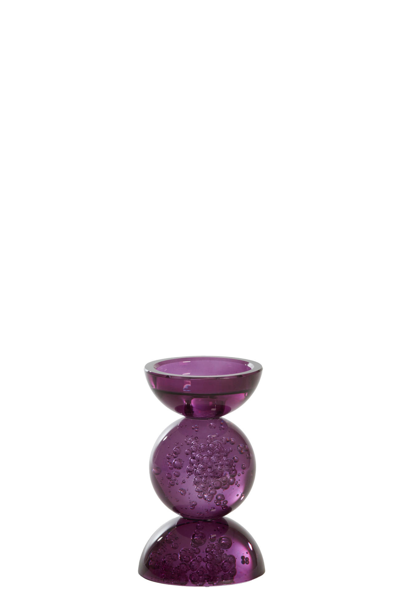 KERZENHALTER Itinga Violett Ø9,5/15,5 cm - Lila, Glas (9.5/15.5/9.5cm) - Light & Living