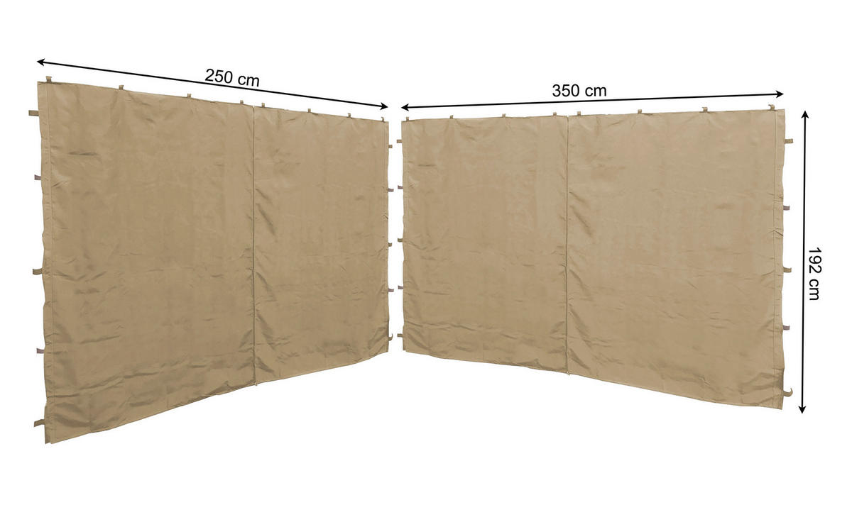 2 Seitenteile mit RV für Pavillon 3x4m beige - Beige, Textil (250/190/350cm) - QUICK STAR