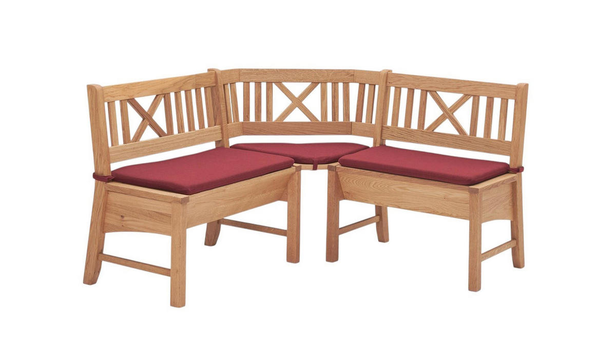 ECKBANK Deborah 177 x 177 x 87 Massivholz Buche lackiert/Weinrot - Buchefarben/Rot, Holz (177/177cm) - 58aufmkessel