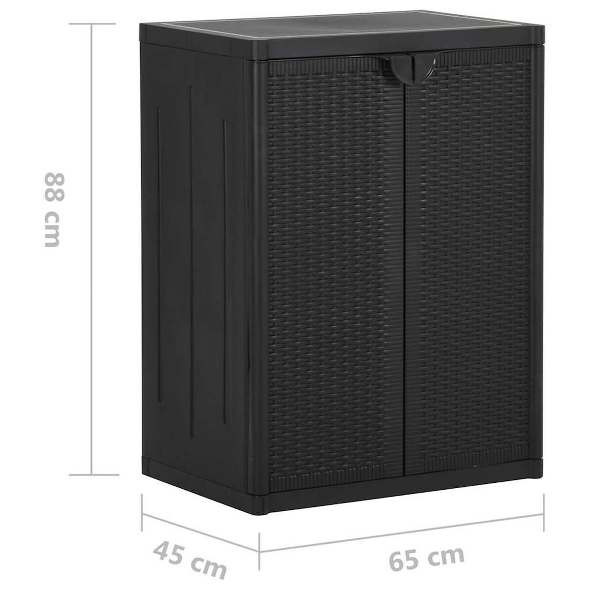 GARTENSCHRANK Schwarz 65/45/88 Cm Pp Rattan-Optik - Schwarz, Holzwerkstoff/Kunststoff (65/88/45cm) - vidaXL