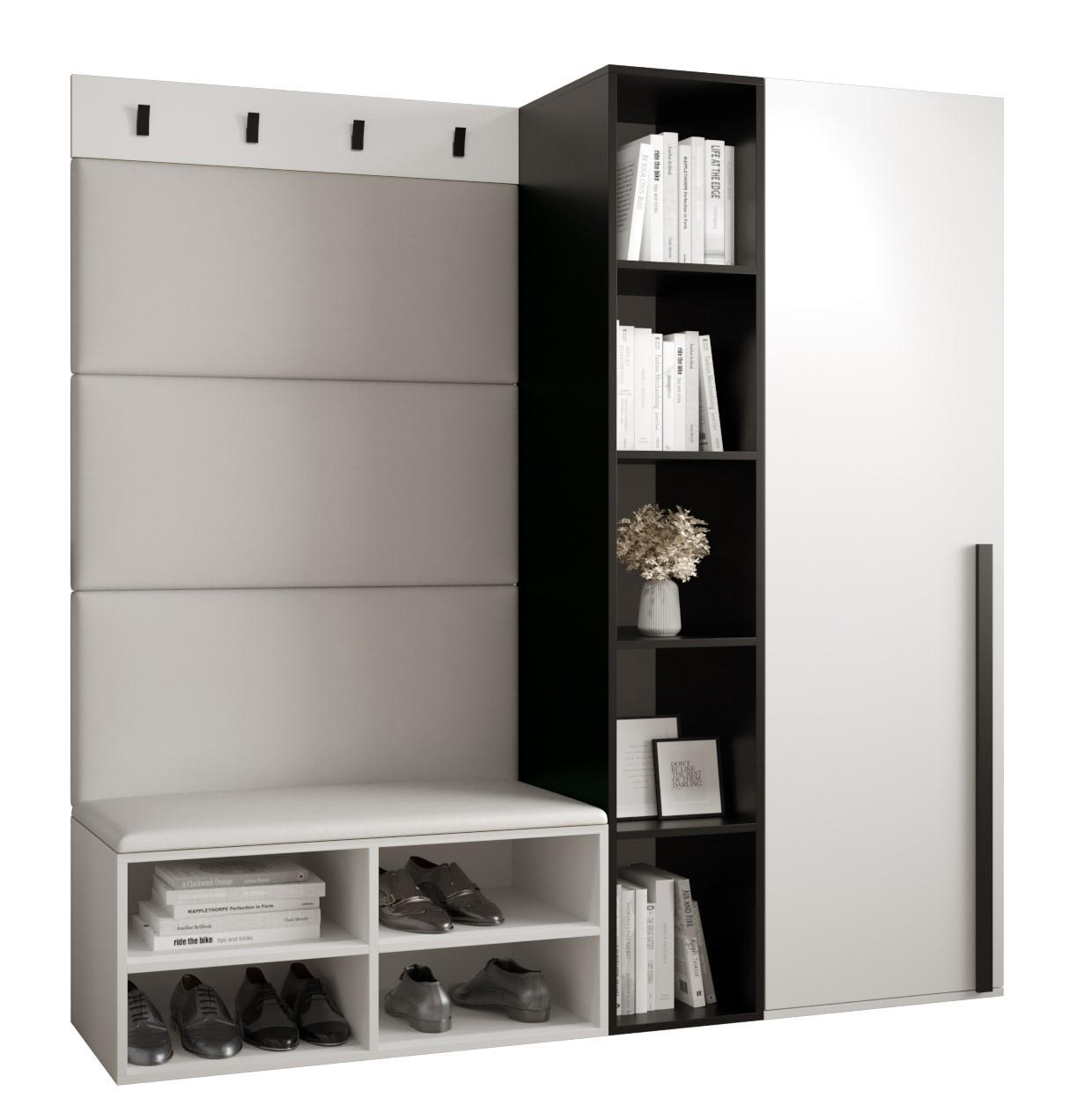 Möbel Kryspol Garderoben-Set Weiß, Weiß 164x184x42 cm