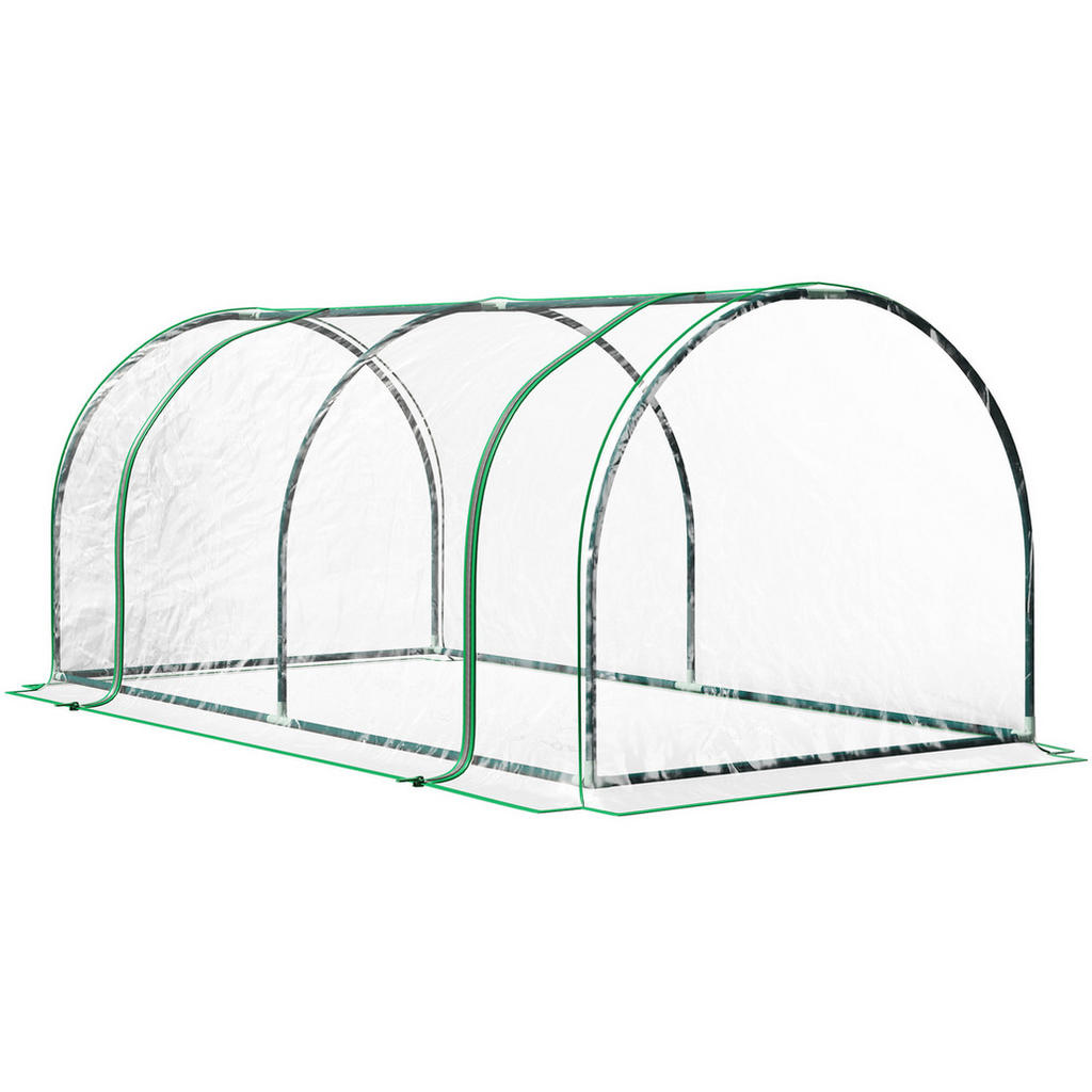 Modfu SKLENÍK z oceli a plastu 200x100x80 cm zelený s rolovacími dveřmi a stabilní konstrukcí
