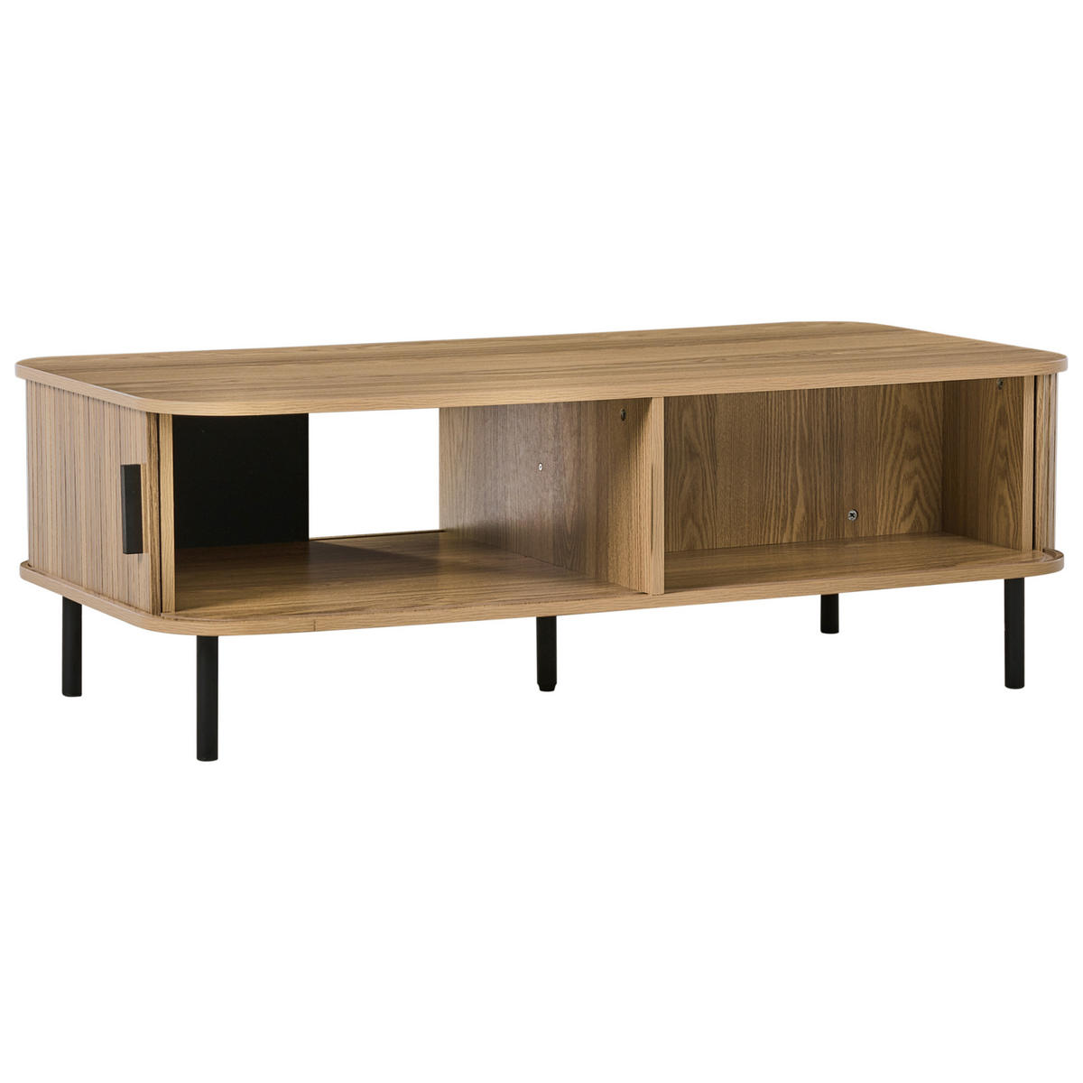 COUCHTISCH helles Holz/schwarz Bradley - Hellbraun/Schwarz, Holzwerkstoff (120/60/41cm) - Beliani