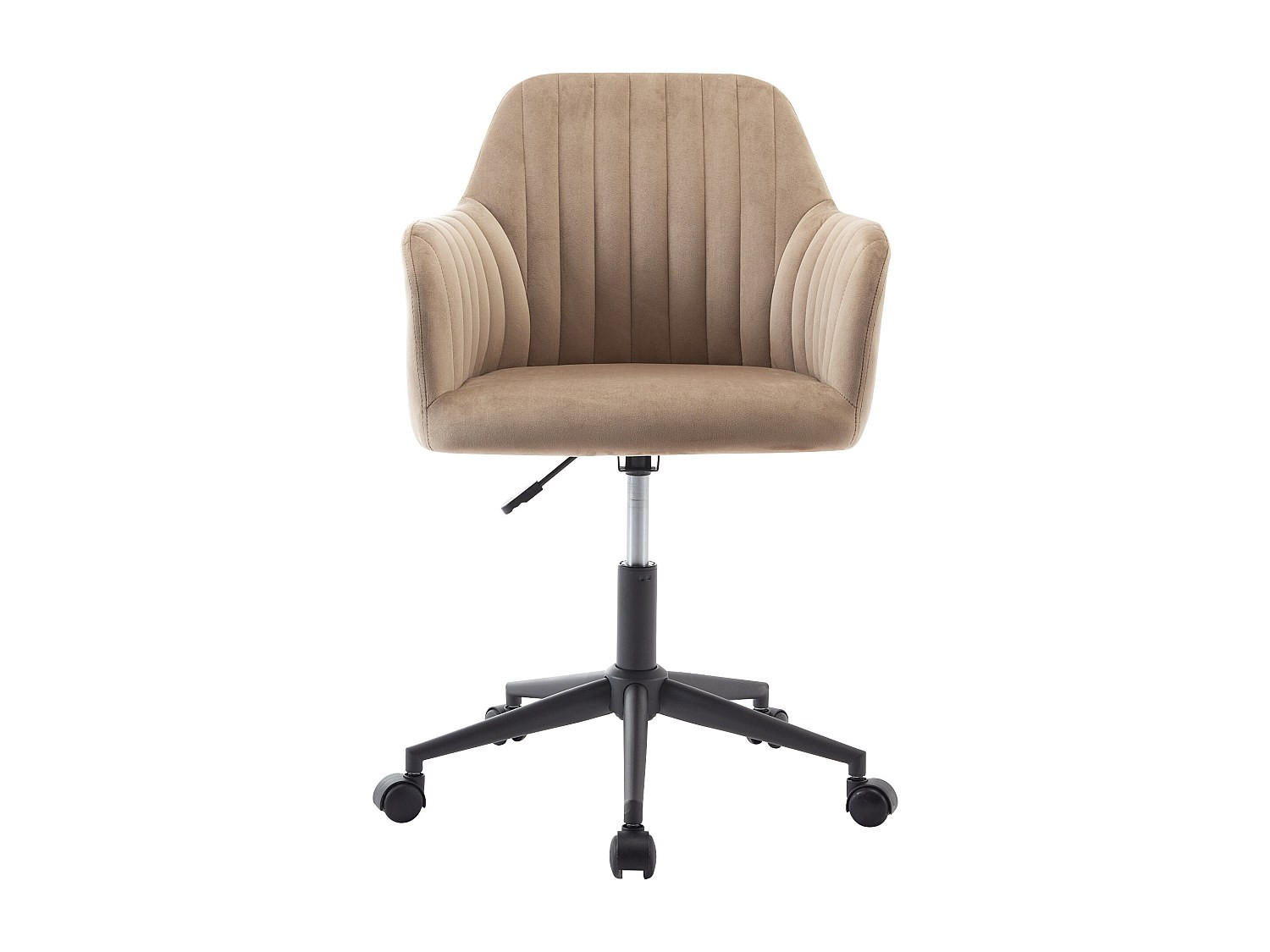 BÜROSTUHL ohne Armlehnen - 59 cm x 61.5 cm - Samt, Stoff - Beige - ELEANA - Beige/Schwarz, Textil (59/89/61.5cm) - Vente-Unique