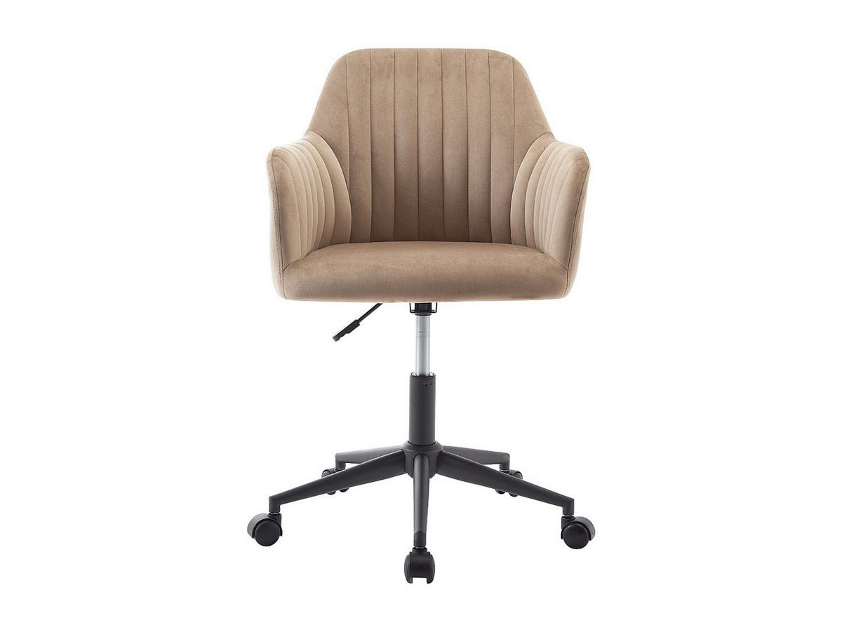 BÜROSTUHL ohne Armlehnen - 59cm x 61.5cm - Samt - beige - ELEANA - Beige/Schwarz, Textil (59/89/61.5cm) - Vente-Unique